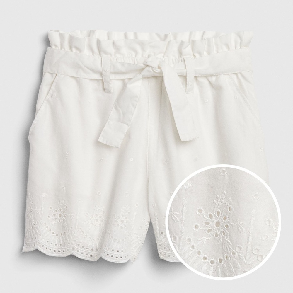 Gap Kids White Eyelet Paper Bag shorts